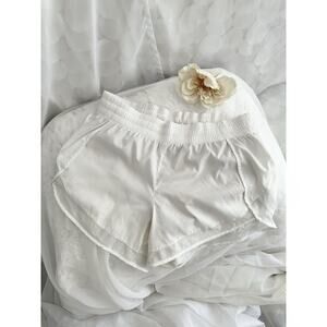 Athleta Small Racer Run Shorts Mid-rise, 4", White, Activewear Gym Workout